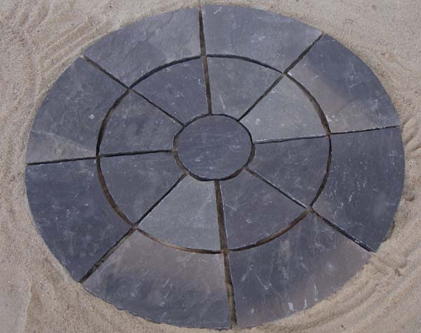 Black sandstone circle paving